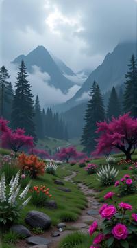video game concept art, d game art, concept art, landscape of a cozy White and Burgundy The Dalelands and Rose