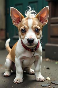 Anime style s Miniature Bull Terrier from Harry Potter universe, Lob Curly razzmatazz hair, spring, high angle shot
