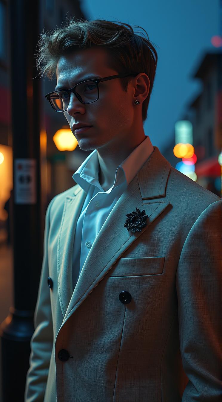 by Greg Rutkowski and Alphonse Mucha, digital art, Man , the Man is dressed in Blazer