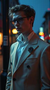 by Greg Rutkowski and Alphonse Mucha, digital art, Man , the Man is dressed in Blazer