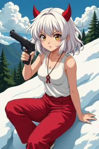 anime style masterpiece,best quality , Over Eye Curly heliotrope hair, summer