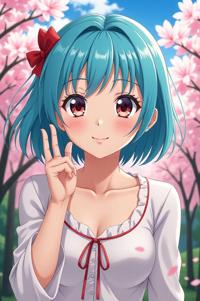 asian anime style masterpiece,best quality , asian anime, Right Parting cyan hair