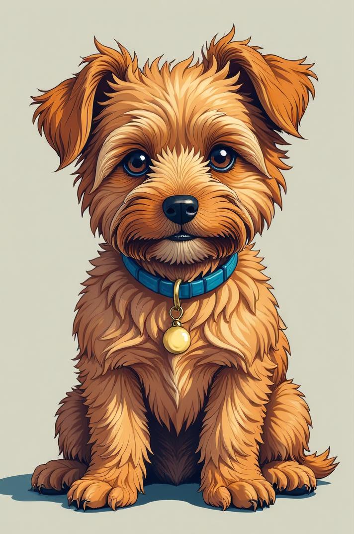 Anime style s Norfolk Terrier from Marvel universe, Over Eye Curly pear hair, summer, full body shot