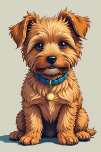 Anime style s Norfolk Terrier from Marvel universe, Over Eye Curly pear hair, summer, full body shot