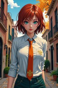 anime style masterpiece,best quality , Over Eye viridian hair, autumn