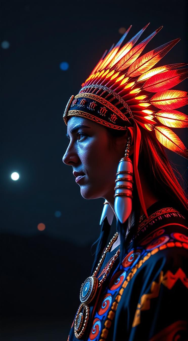 Native Art, side light, Concept art, In the embrace of darkness