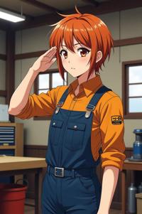 asian anime style masterpiece,best quality , asian anime, Flat Top amber hair