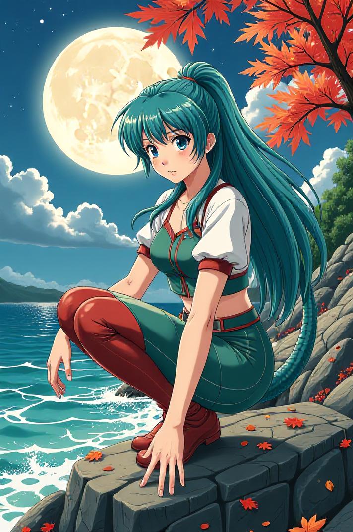 asian anime style marvel Moondragon masterpiece,best quality , asian anime, Center Parting blue green hair