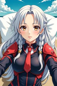 anime style masterpiece,best quality , Longer Braids brass hair, spring