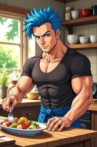 asian anime style marvel Hank Pym masterpiece,best quality , asian anime, Mohawk Short ultramarine hair