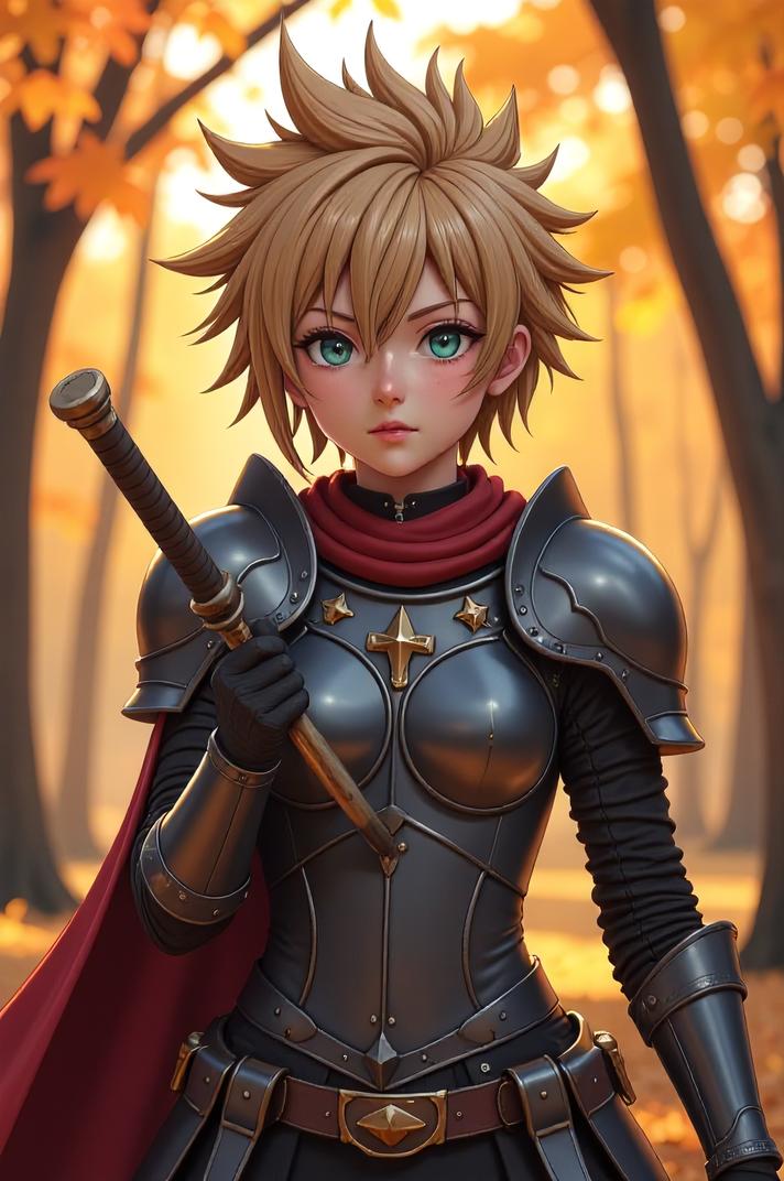 anime style masterpiece,best quality , Spikes corn hair, autumn