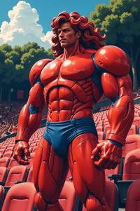 asian anime style marvel Colossus masterpiece,best quality , asian anime, Top Curls tomato hair