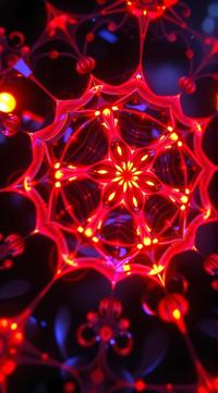Vibrant Color, raytraced reflections, deep red neon hue, underpainting art