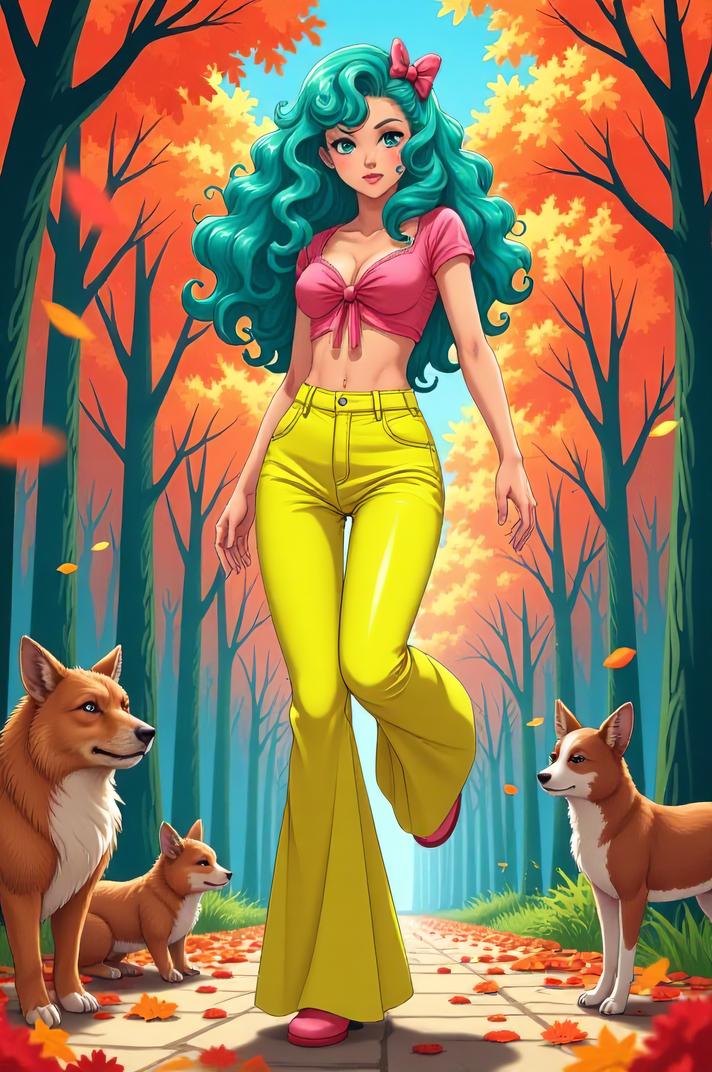 anime style masterpiece,best quality , Top Curls aquamarine hair, autumn