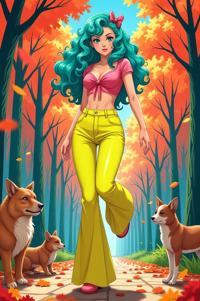 anime style masterpiece,best quality , Top Curls aquamarine hair, autumn