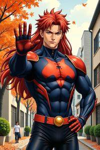 asian anime style marvel Machine Man masterpiece,best quality , asian anime, Long Center Parting terra cotta hair