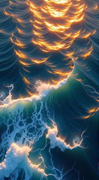 stylized by Edward Moran, painting, top down view of a S seascape, Sharp and in focus