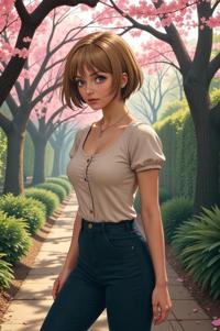 anime style masterpiece,best quality , Crew Cut brass hair, spring