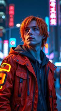 cyberpunk, concept art, cyborg Guy , background is night city