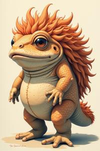 Anime style s Hairy Frogfish from Mass Effect universe, Left Parting apricot hair, spring, Front side back three views shot