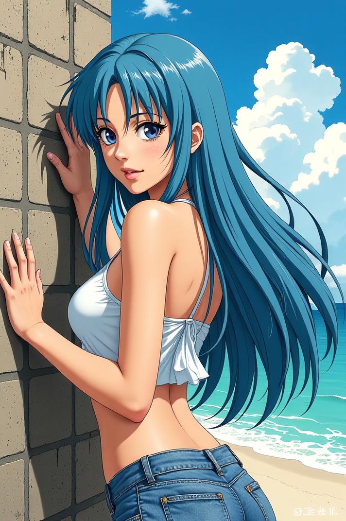 asian anime style marvel Husk masterpiece,best quality , asian anime, Grungey Long bondi blue hair