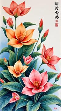 art by Yuko Tatsushima and Marianne North, Smart Nature, Japanese watercolor painting, traditional motives
