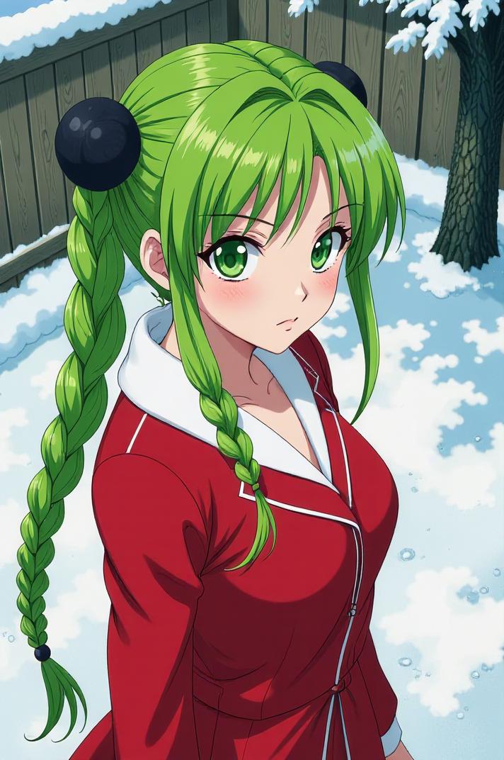 asian anime style marvel Siryn masterpiece,best quality , asian anime, Longer Braids lime green hair