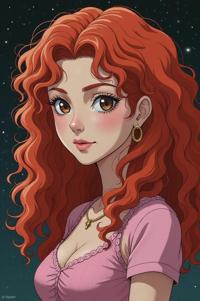 Anime style s Kenyan Sand Boa from Harry Potter universe, Lob Curly scarlet hair, spring, expressions shot