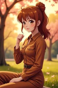 anime style masterpiece,best quality , Mullet raw umber hair, spring