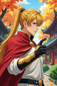 asian anime style marvel Paladin masterpiece,best quality , asian anime, Left Parting yellow hair