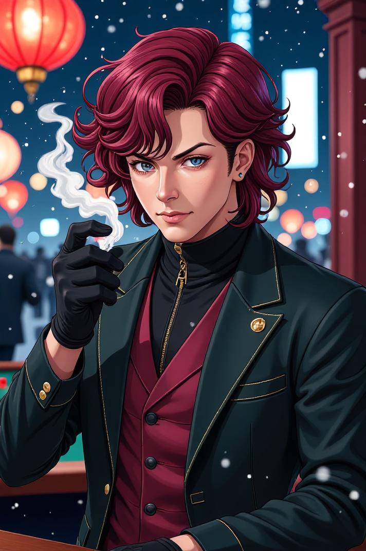 asian anime style marvel Warlock masterpiece,best quality , asian anime, Lob Curly maroon hair