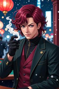 asian anime style marvel Warlock masterpiece,best quality , asian anime, Lob Curly maroon hair