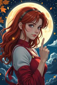 anime style masterpiece,best quality , Buffont rust hair, autumn