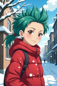 asian anime style marvel Molly Hayes masterpiece,best quality , asian anime, Mohawk Fan celadon hair