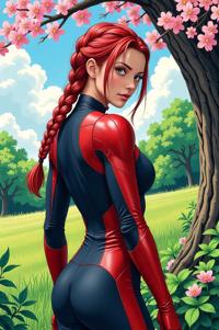 asian anime style marvel Nightcrawler masterpiece,best quality , asian anime, Braids carmine hair