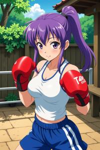 asian anime style marvel Major Victory masterpiece,best quality , asian anime, Pony Tail han purple hair