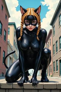 asian anime style marvel Black Cat masterpiece,best quality , asian anime, Cornrows raw umber hair