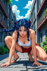 asian anime style marvel Storm masterpiece,best quality , asian anime, Cornrows indigo hair