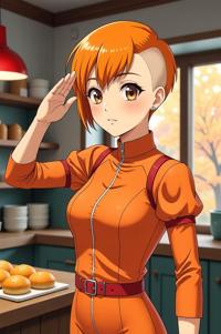 asian anime style marvel Polaris masterpiece,best quality , asian anime, Buzz Cut tangerine hair