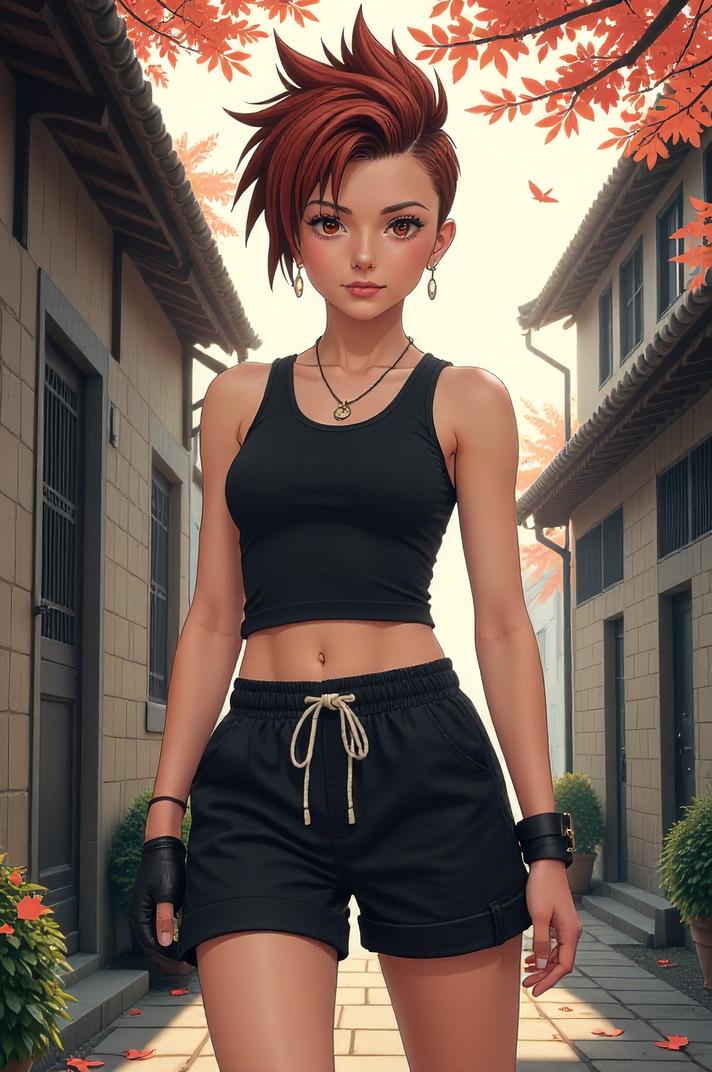 anime style masterpiece,best quality , Mohawk Short ecru hair, spring