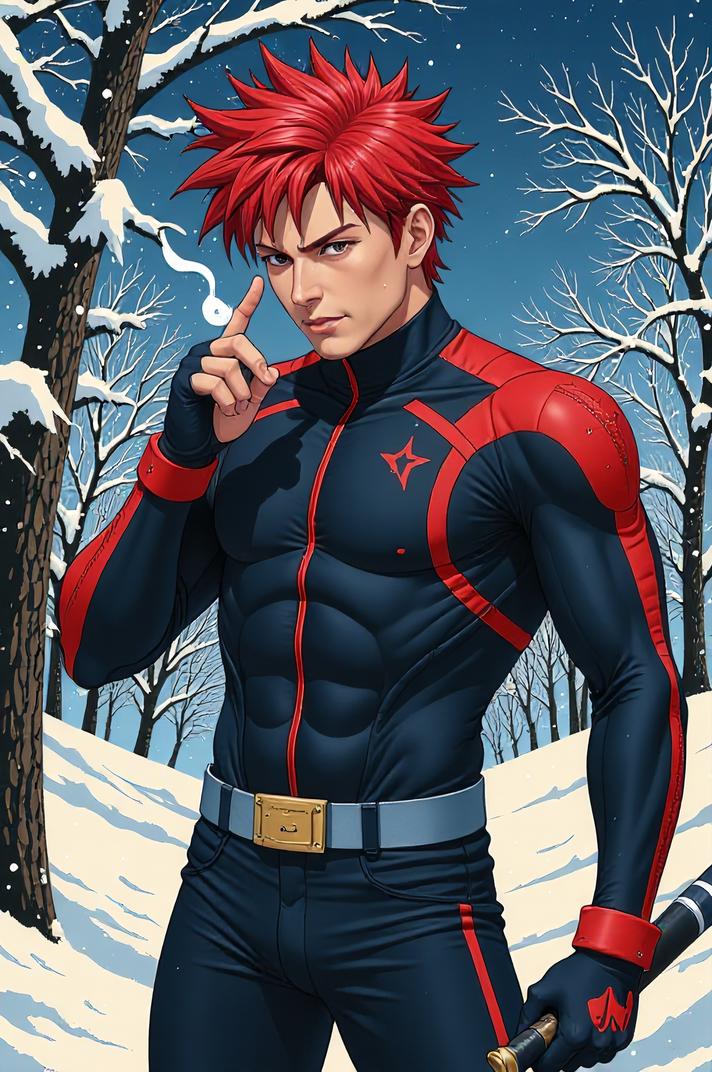 asian anime style marvel Night Thrasher masterpiece,best quality , asian anime, Spike coral hair