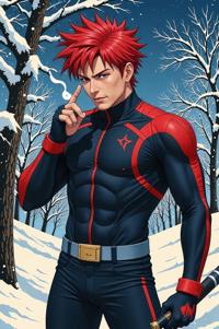 asian anime style marvel Night Thrasher masterpiece,best quality , asian anime, Spike coral hair