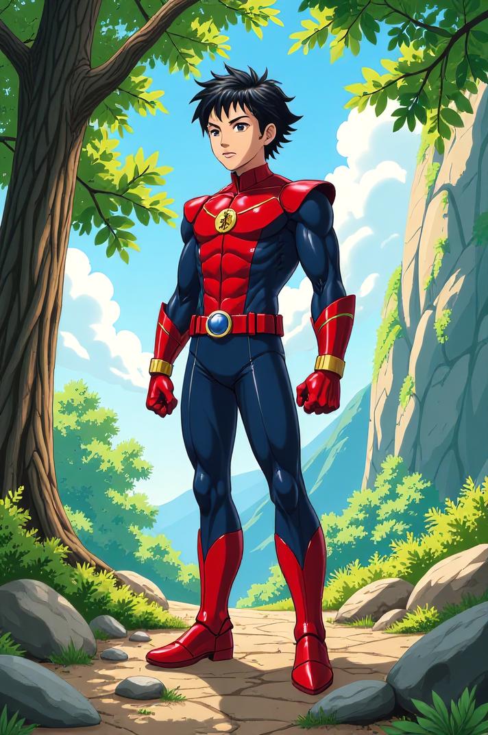 asian anime style marvel Wonder Man masterpiece,best quality , asian anime, Lob magnolia hair
