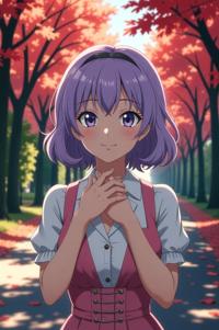 anime style masterpiece,best quality , Lob lilac hair, autumn