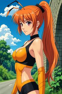 asian anime style marvel Wasp masterpiece,best quality , asian anime, Grungey Parted carrot orange hair