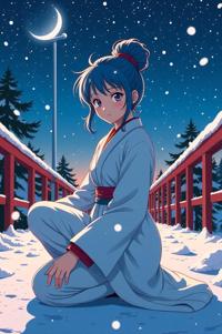 anime style masterpiece,best quality , Bun Curly cornflower hair, winter