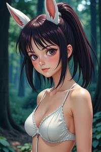 Anime style s Arctic Hare from Hellraiser universe, Rachel puce hair, summer, hip level shot