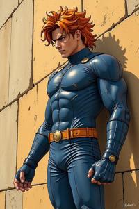 asian anime style marvel Shatterstar masterpiece,best quality , asian anime, Mullet Curly pumpkin hair