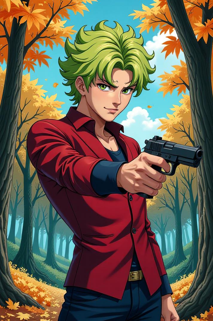 asian anime style marvel Night Thrasher masterpiece,best quality , asian anime, Top Curls lime hair