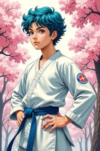 asian anime style marvel Watcher masterpiece,best quality , asian anime, Short Curly cyan hair